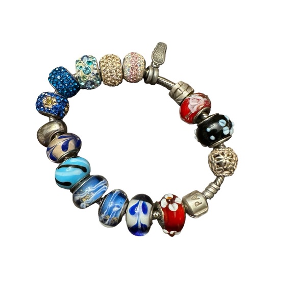 Pandora 925 ALE Sterling Silver Barrel Clasp Snake Chain  Charm Bracelet - Picture 3 of 13